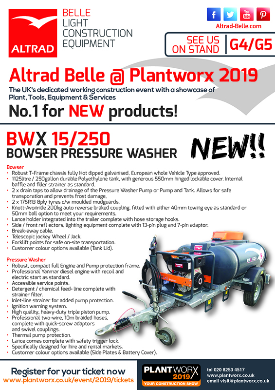 Altrad Belle @ Plantworx 19  The NEW BWX 15/250!